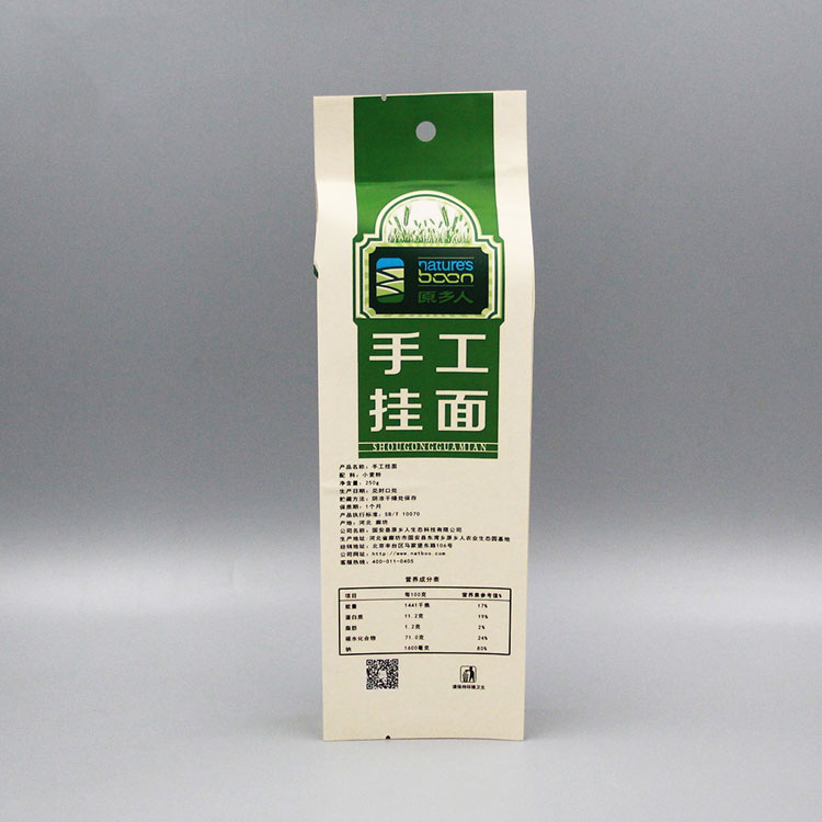 250g手工掛面+黃牛皮紙開(kāi)窗+側封帶折邊包裝袋
